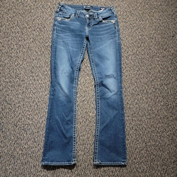 Silver AIKO Mid Slim Boot Cut Fluid Denim Jeans Size 29 - Picture 4 of 15